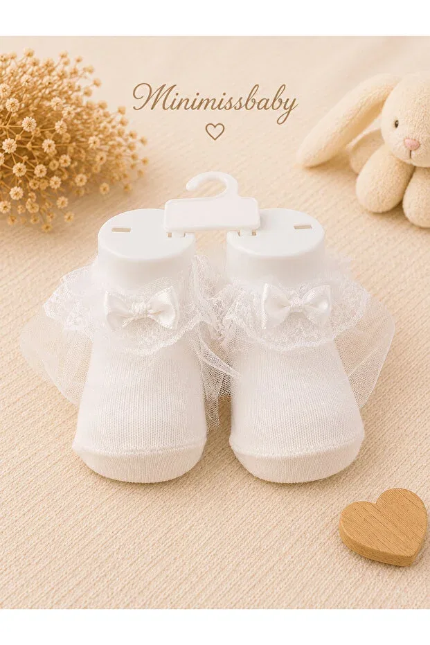 Детские носки для девочек хлопковые 3 шт Minimissbaby, White — фото 2
