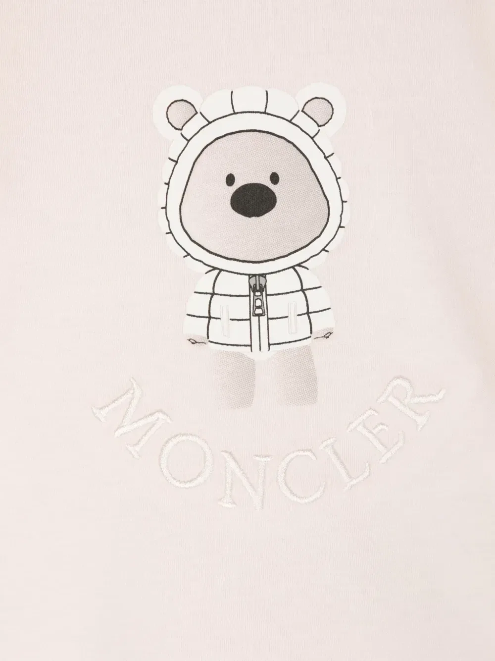 Комплект из комбинезона, шапки и нагрудника с логотипом Moncler Enfant, розовый — фото 2