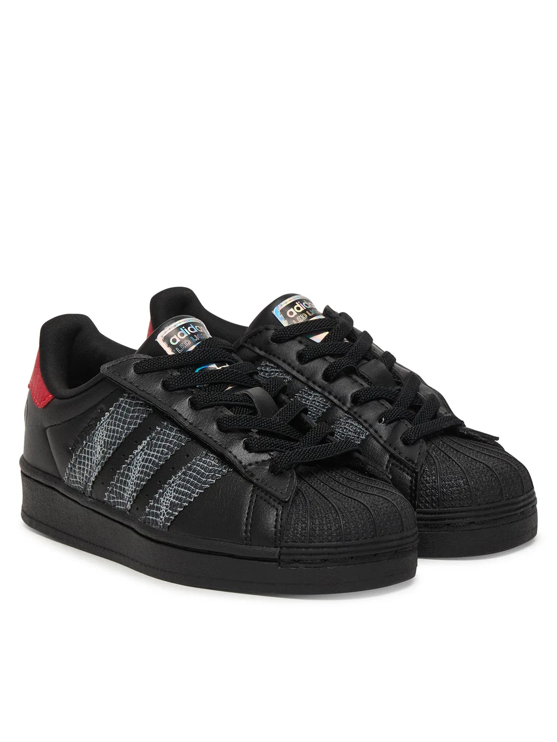 Кроссовки для мальчика Superstar Led Lights Comfort Closure Elastic Lace Shoes Adidas, черный — фото 2