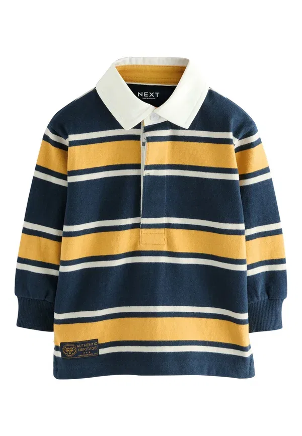 Футболка с длинным рукавом, хлопок, Long sleeved top, Next, Navy Yellow Striped, темно-синий/желтый
