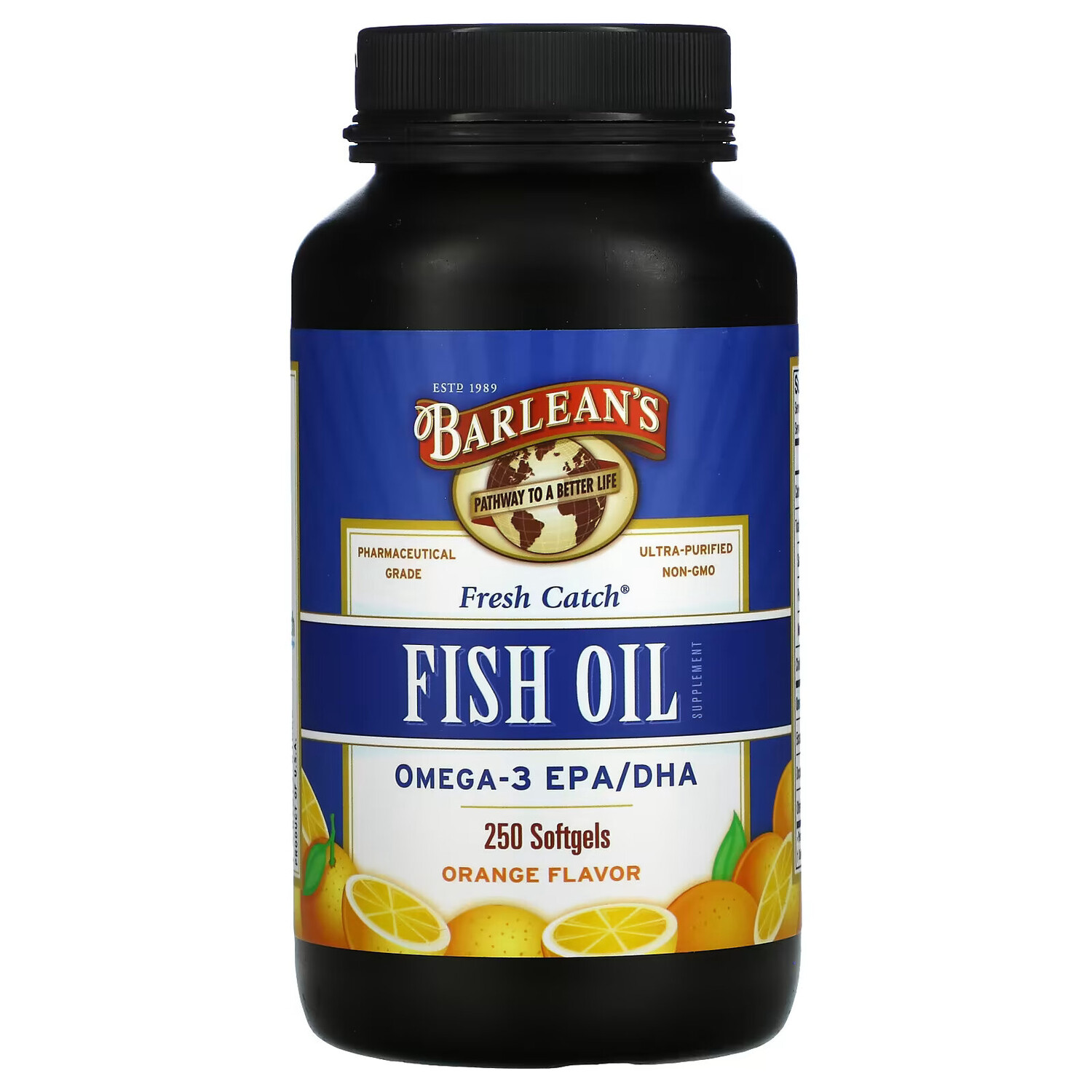 

Barlean's, Fresh Catch, добавка с рыбьим жиром, омега-3 ЭПК/ДГК, со вкусом апельсина, 250 мягких желатиновых капсул