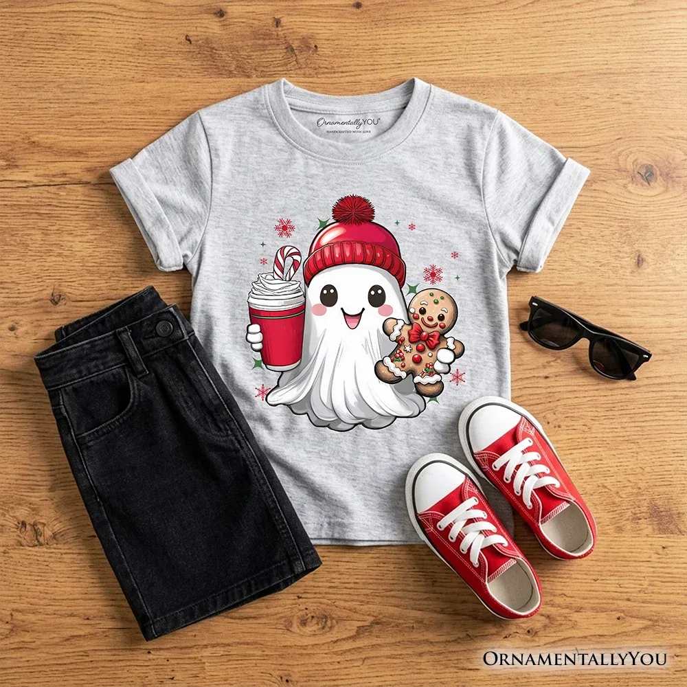 Детская футболка с принтом Ghost Gingerbread Christmas OrnamentallyYou, Sport Grey