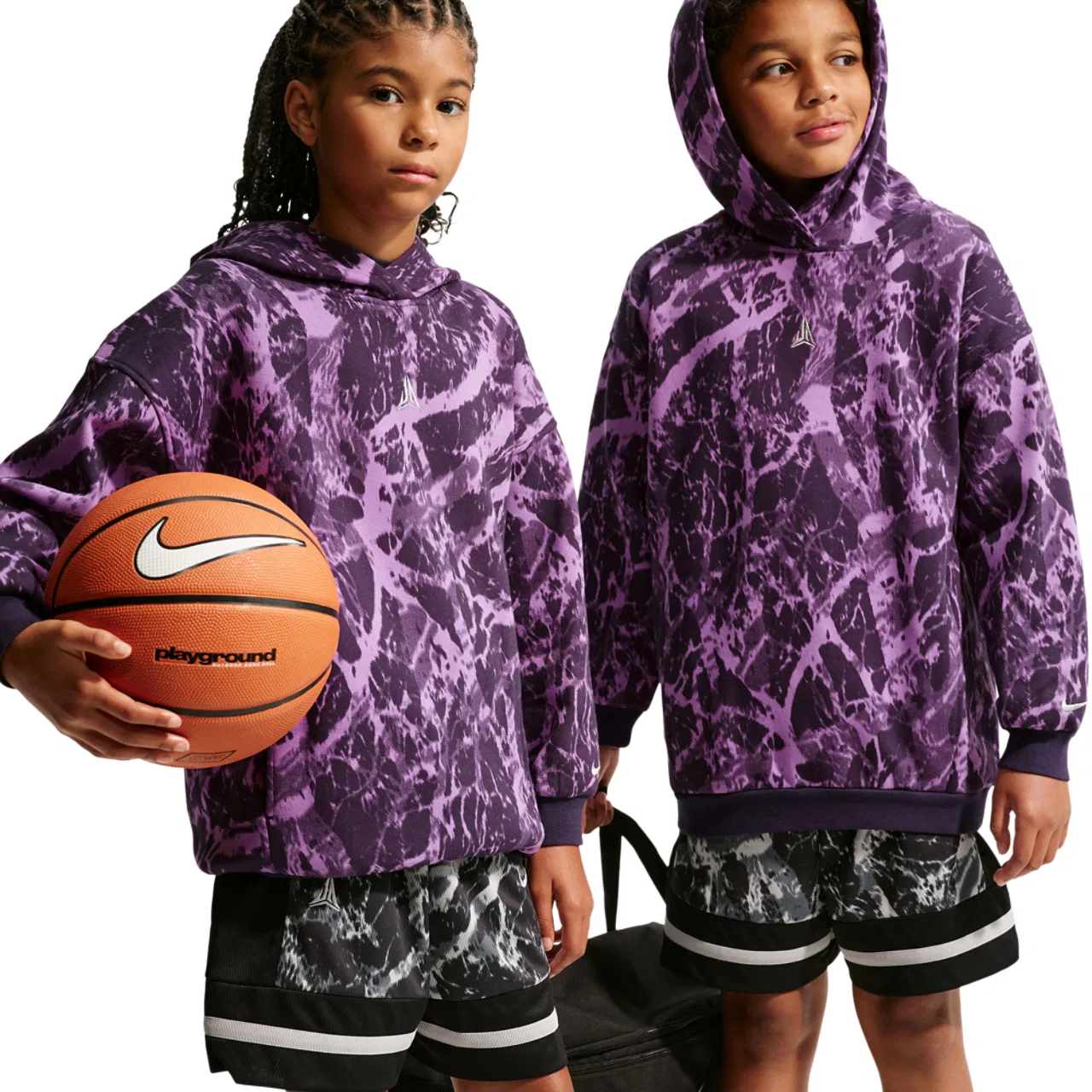 Детское худи с принтом Club Nike, Black Purple Dynasty