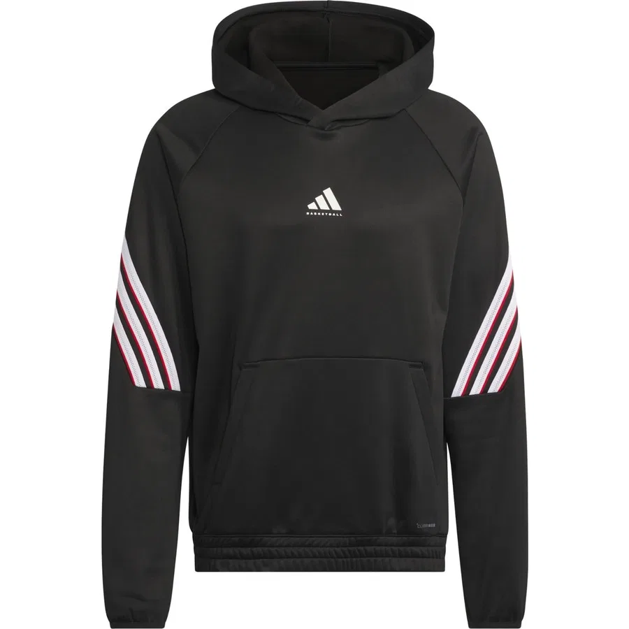 Худи с капюшоном из флиса, свободного кроя, модель Crazy Warm, adidas, Черный — фото 3