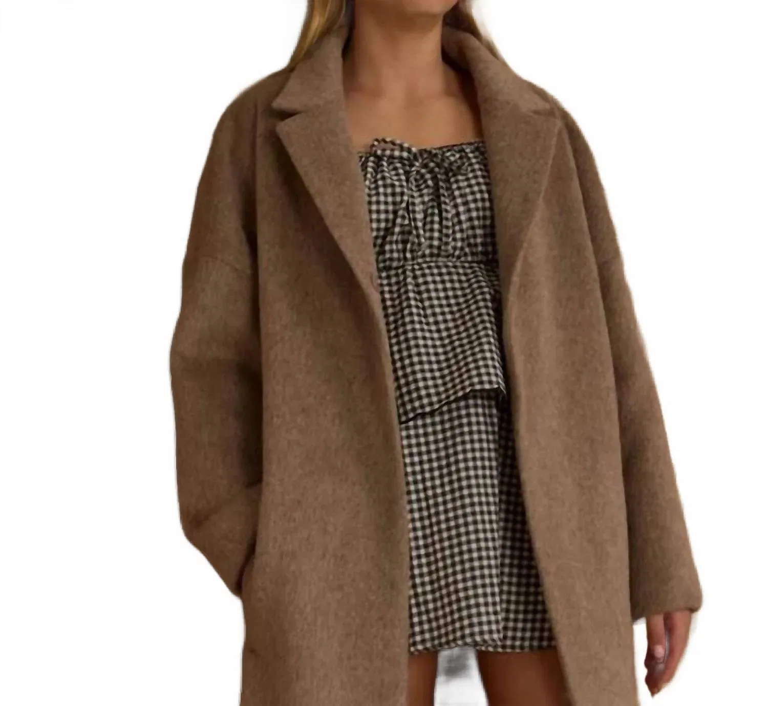 Детское пальто для девочек с объемным воротником Presley Longline Jacket Rylee + Cru, Camel — фото 3