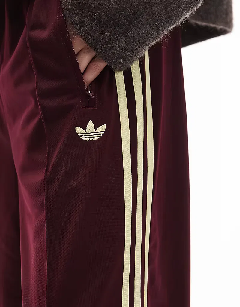 Свободные спортивные брюки Adidas Originals Firebird, бордовый и светло-желтый — фото 2