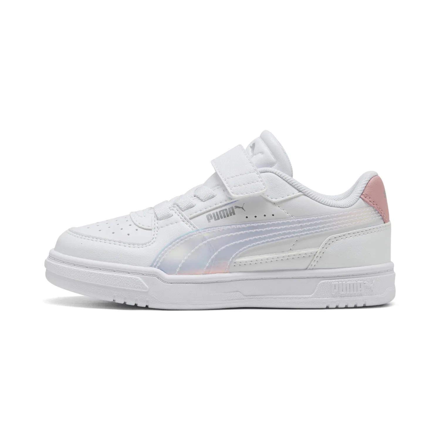 Детские кроссовки для девочек с принтом PUMA Caven III Holo 2.0 PUMA, White Rosy Outlook Silver Pink Metallic — фото 3