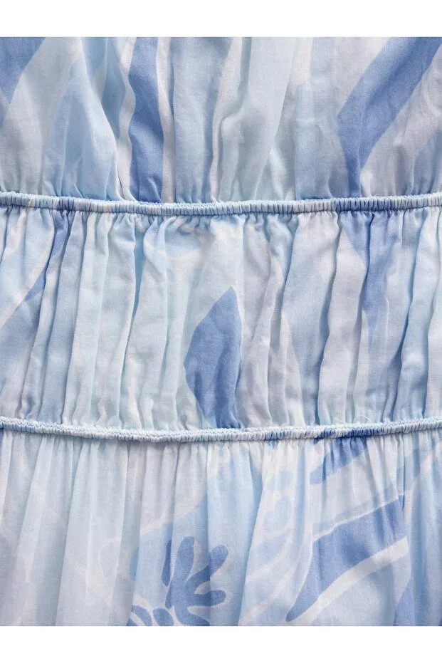 Женское платье-макси с принтом Light Blue Tiered Tie-Back Maxi Dress Gap, Light Blue000 — фото 3