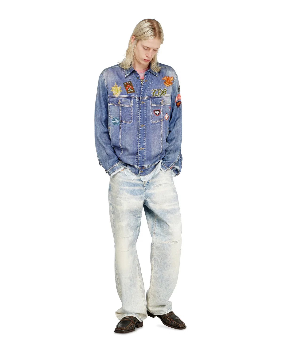 Мужская рубашка с длинным рукавомS-SIMPLY-PATCH DIESEL, Indigo Blue — фото 4
