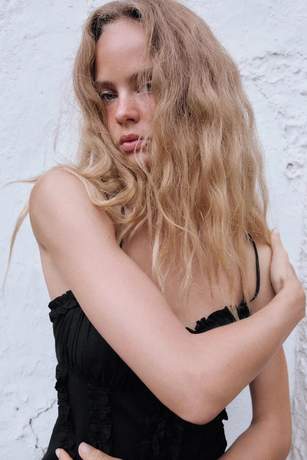 Топ из поплина с оборками ZARA, Black — фото 4