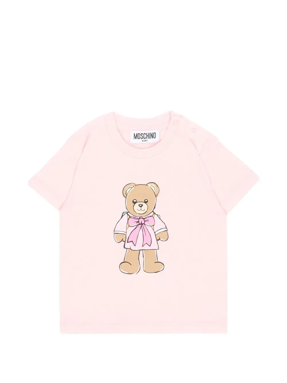 Футболка с принтом плюшевого мишки Moschino Kids, розовый