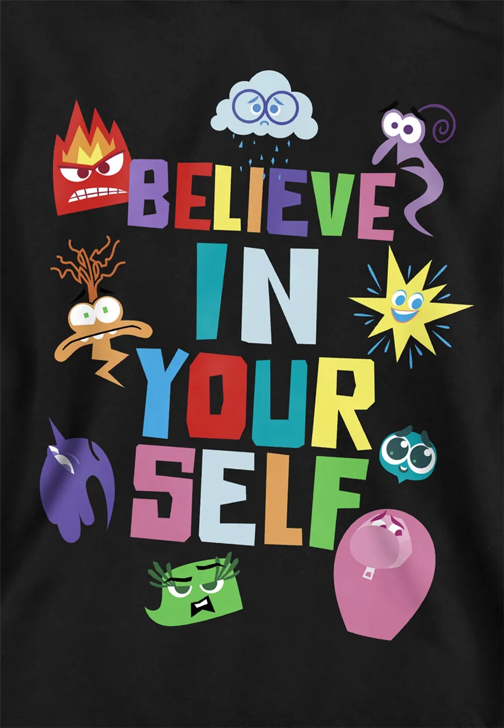 Детский худи с принтом Inside Out 2 Believe in Yourself Disney, Black — фото 2