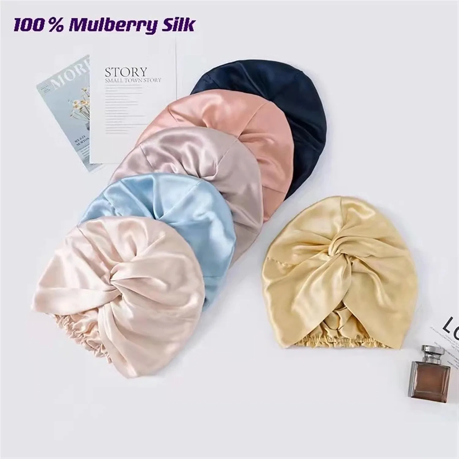 Шелковая шапочка для сна, Pure Mulberry Silk, YGMNQAL, 1 шт, Фиолетовый — фото 4