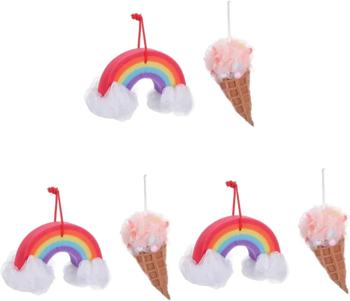 Набор мочалок для душа Rainbow Bath Flower, Healvian, 6 шт, 20x11x12 см
