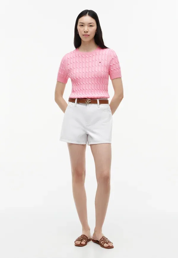 Футболка из хлопка Cable Tommy Hilfiger Classic Pink, розовый — фото 2