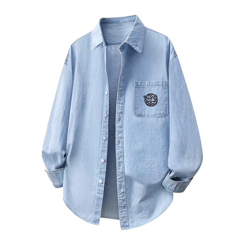 Детская джинсовая рубашка с длинным рукавом Tonlion, Light Blue