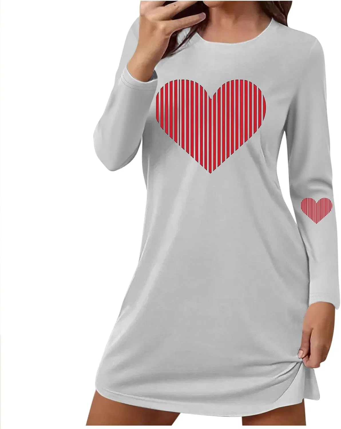 Женское платье с принтом сердца Casual, Gray