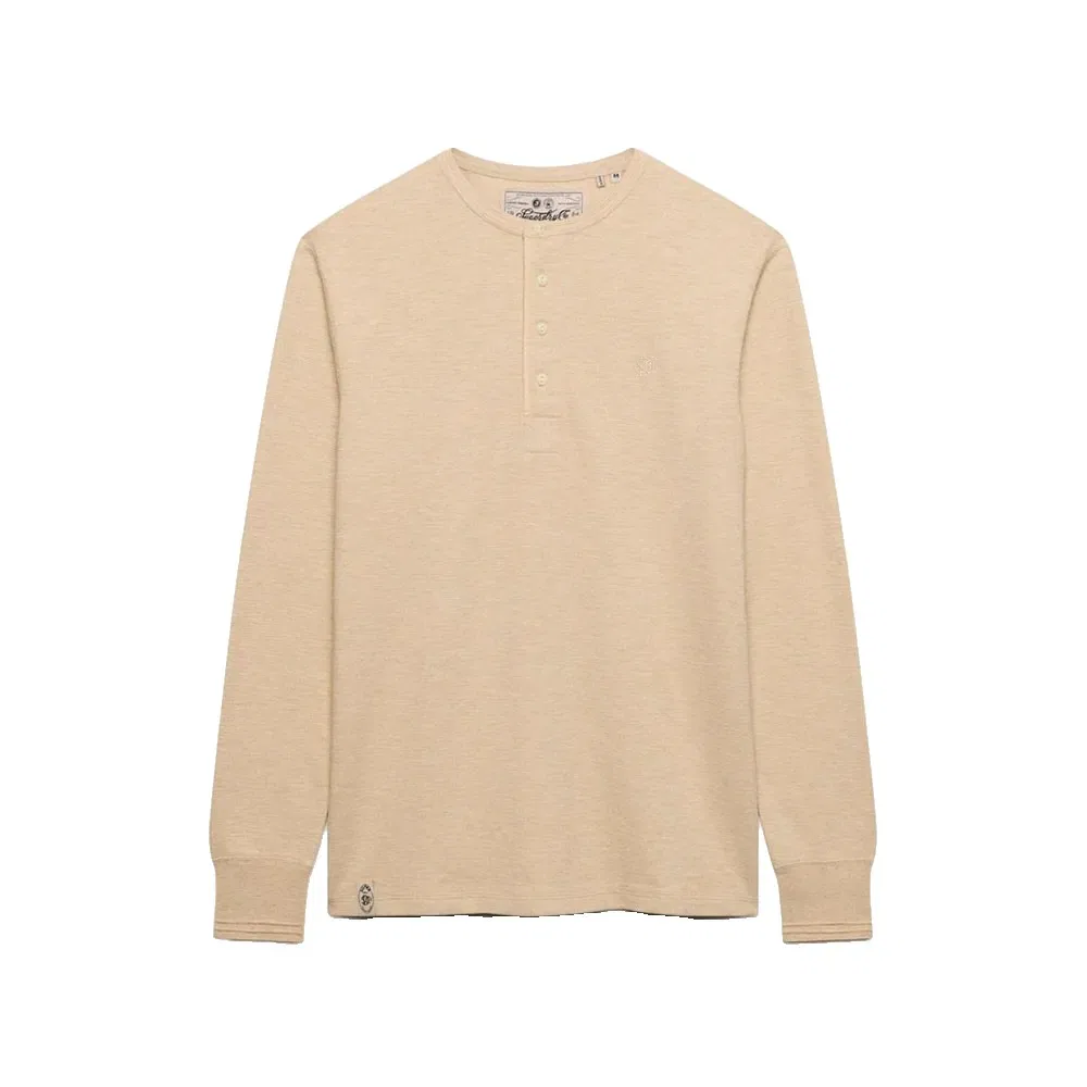 Мужской свитшот из вафельного трикотажа Mini Slub Waffle Grandad Superdry, Beige — фото 3