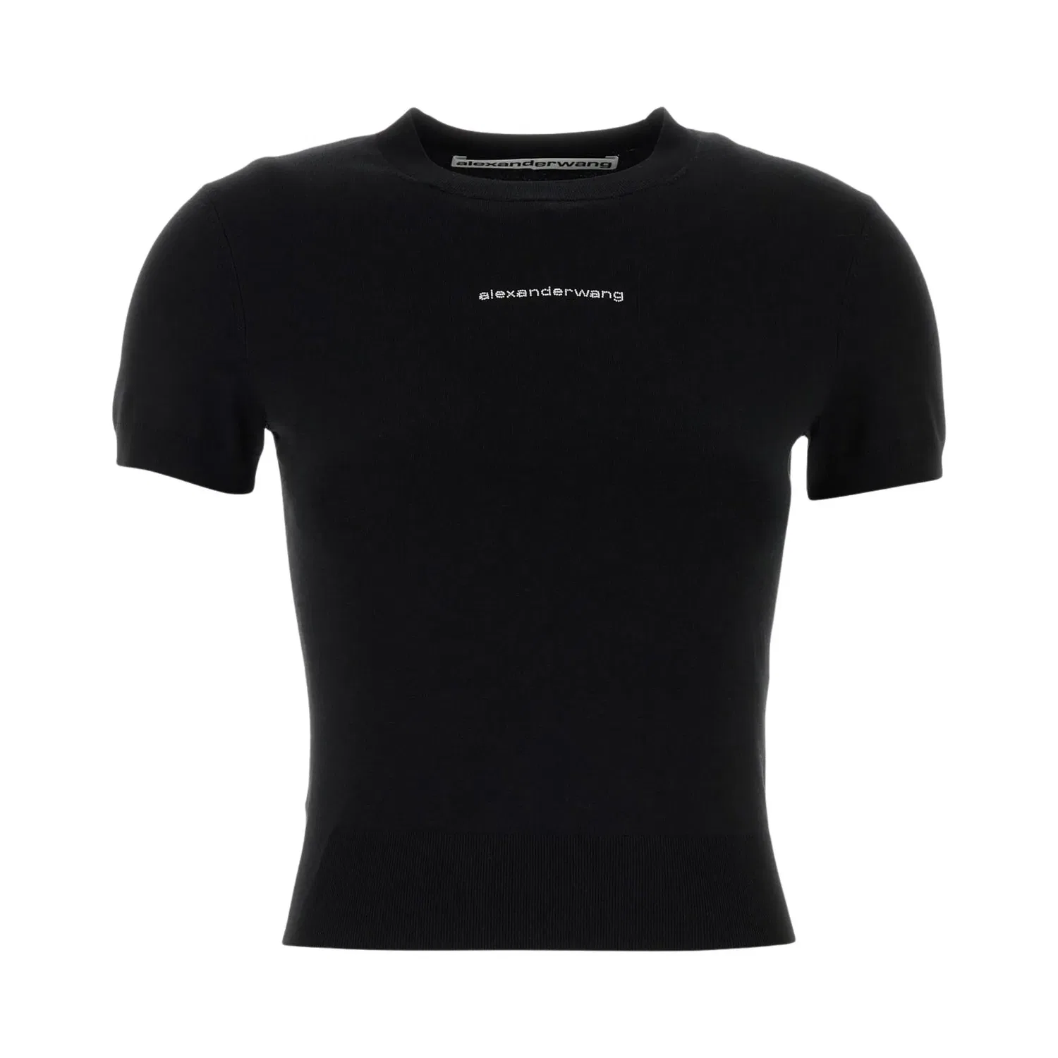 Свитшот Alexander Wang с круглым вырезом и логотипом Hotfix, короткий рукав, черный