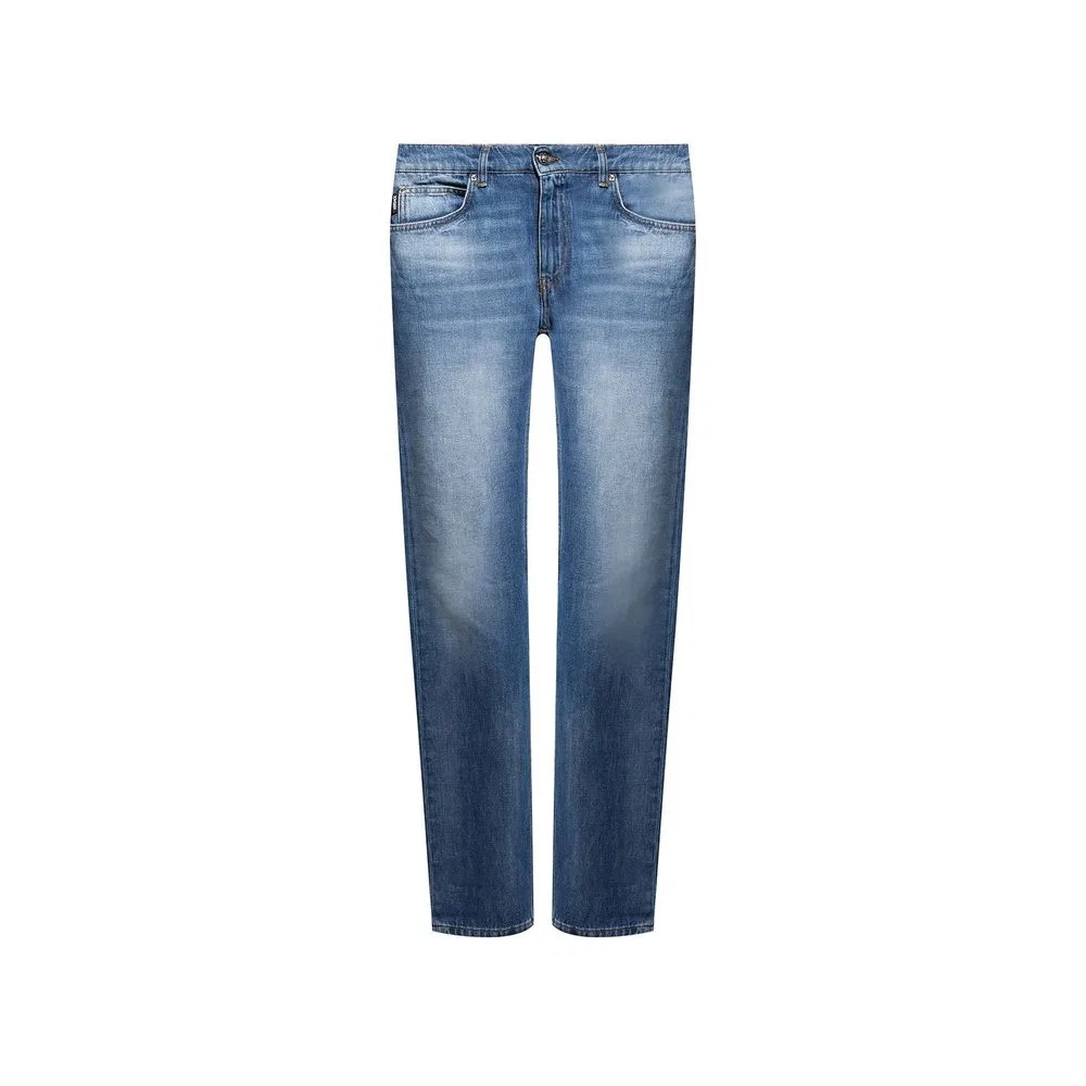 Мужские джинсы прямого кроя с пятью карманами Blue Cotton Jeans Denim Versace, Blue