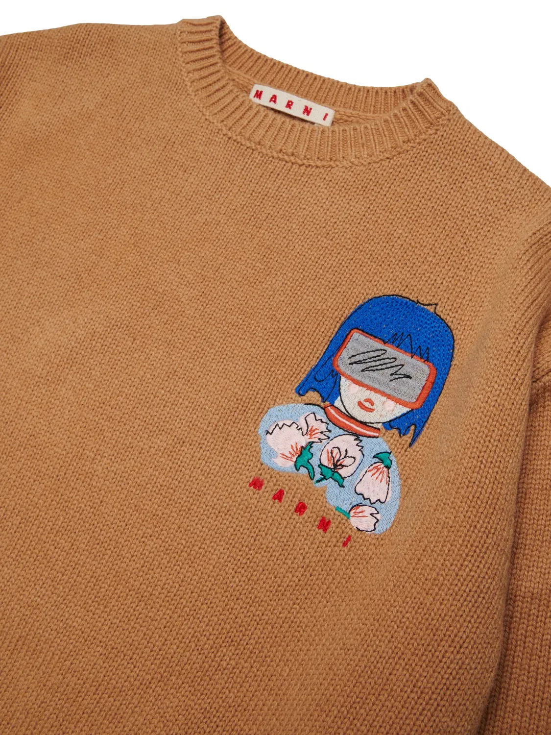 Топ с вышитым логотипом Marni Kids, коричневый — фото 3