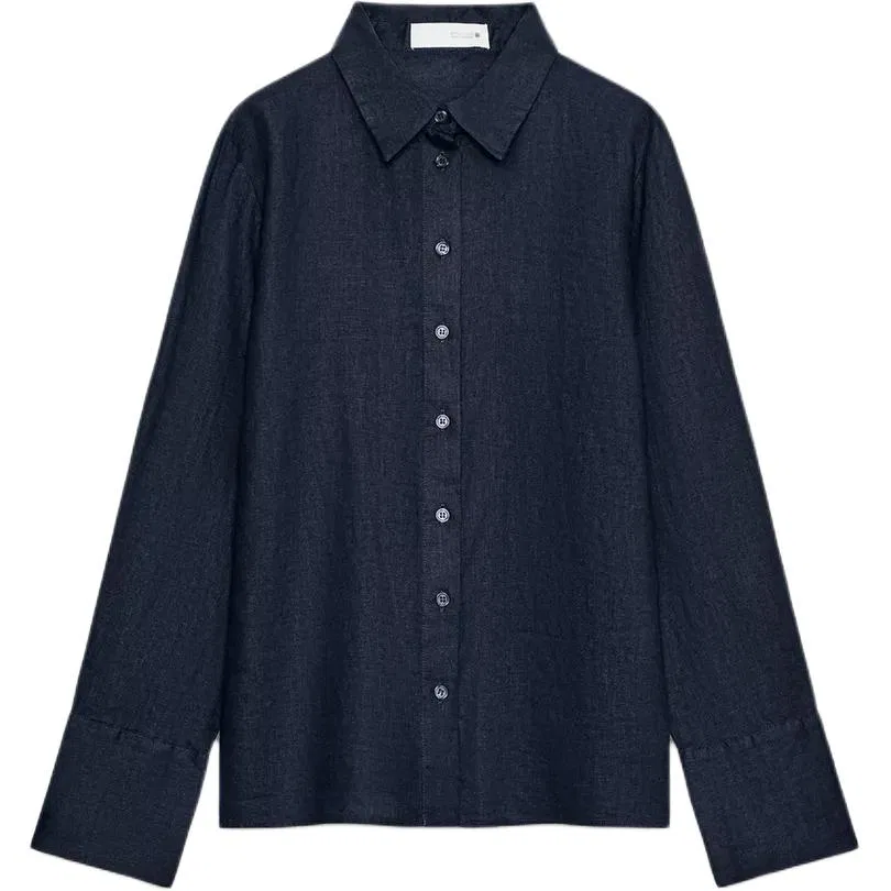 Женская рубашка с лацканами прямого кроя Sea Blue ZARA
