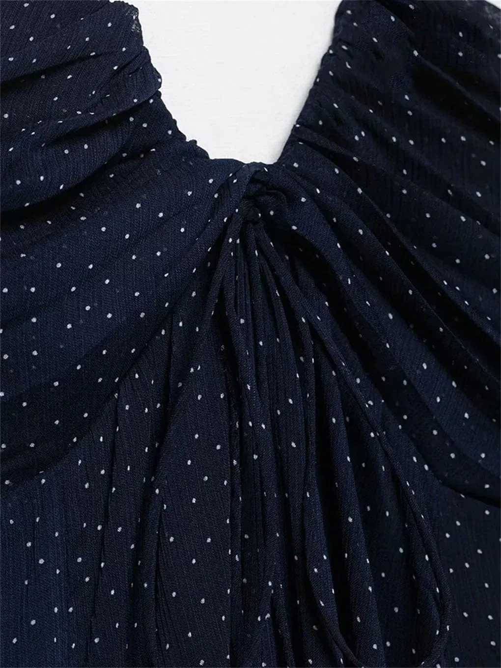 Женское A-силуэта платье миди с V-вырезом, Dark Blue — фото 3