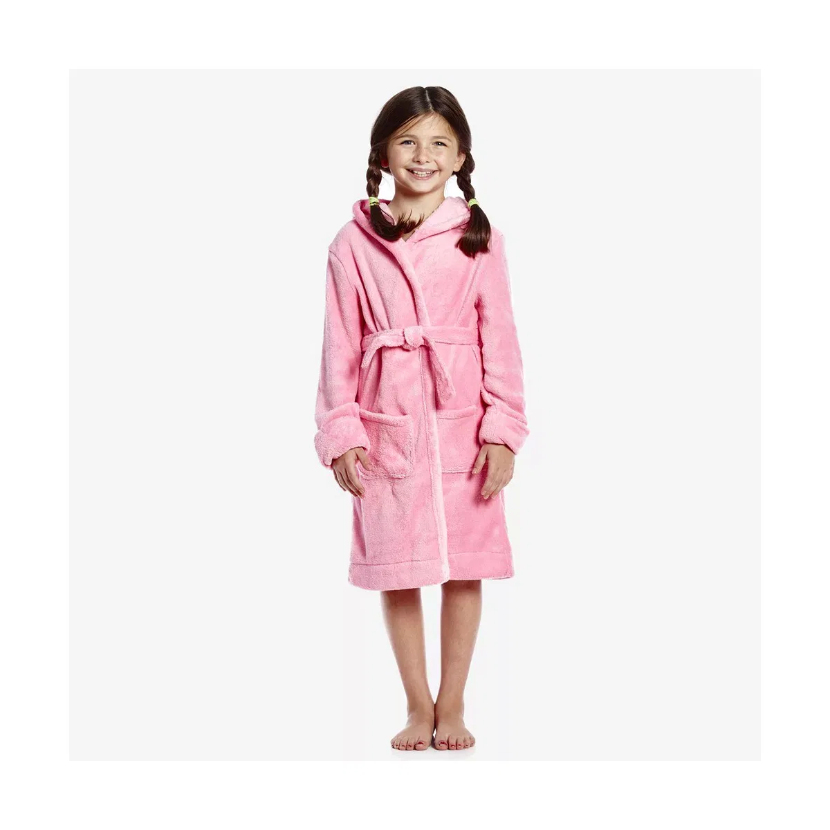 Детский халат на молнии из микрофлиса LEVERET, Light Pink