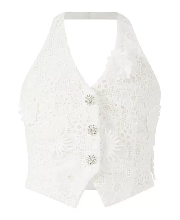 Детский топ для девочек с вышивкой Lucinda Embroidered Vest Marlo Kids, Ivory