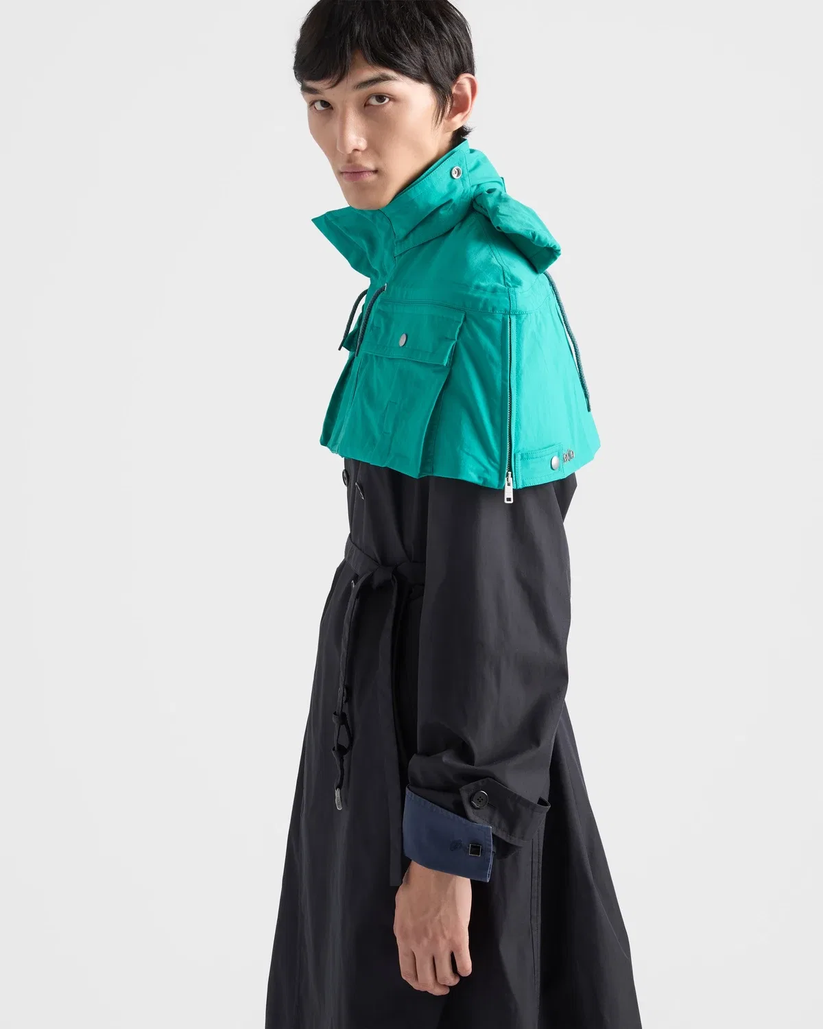 Куртка из технической ткани с капюшоном Prada, бирюзовый — фото 3