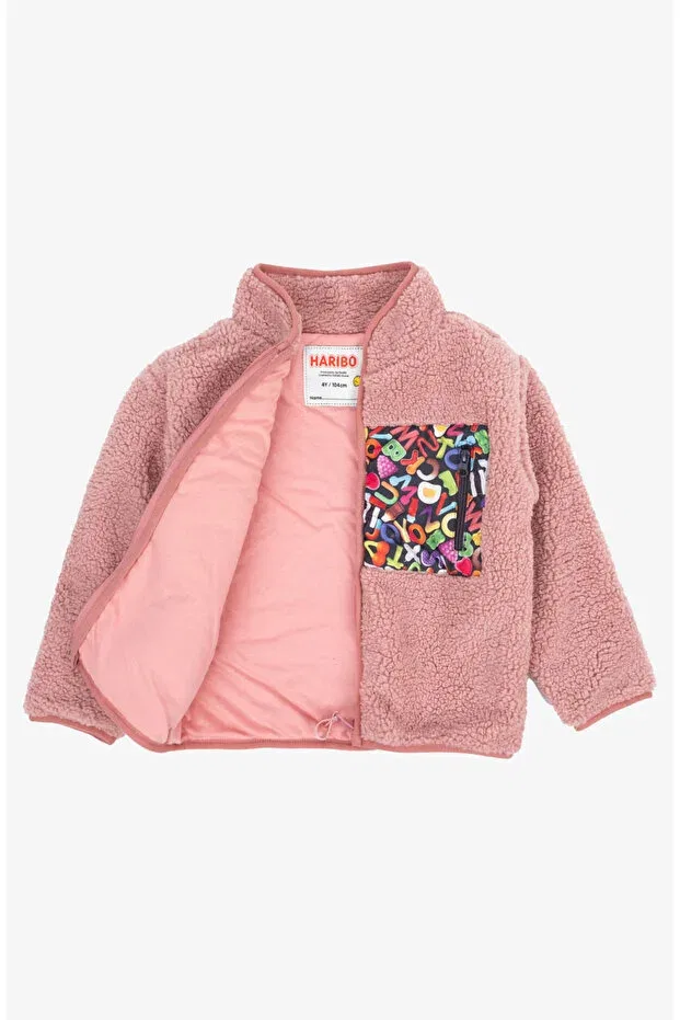 Детское пальто для девочек плюшевое Colorful Applique Plush Coat Haribo, Pink