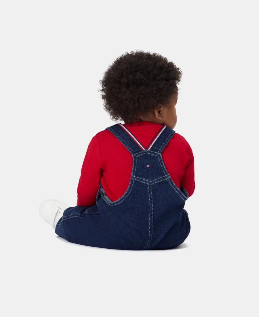 Комплект из джинсового комбинезона и боди с длинным рукавом Tommy Hilfiger, Denim/Red — фото 2
