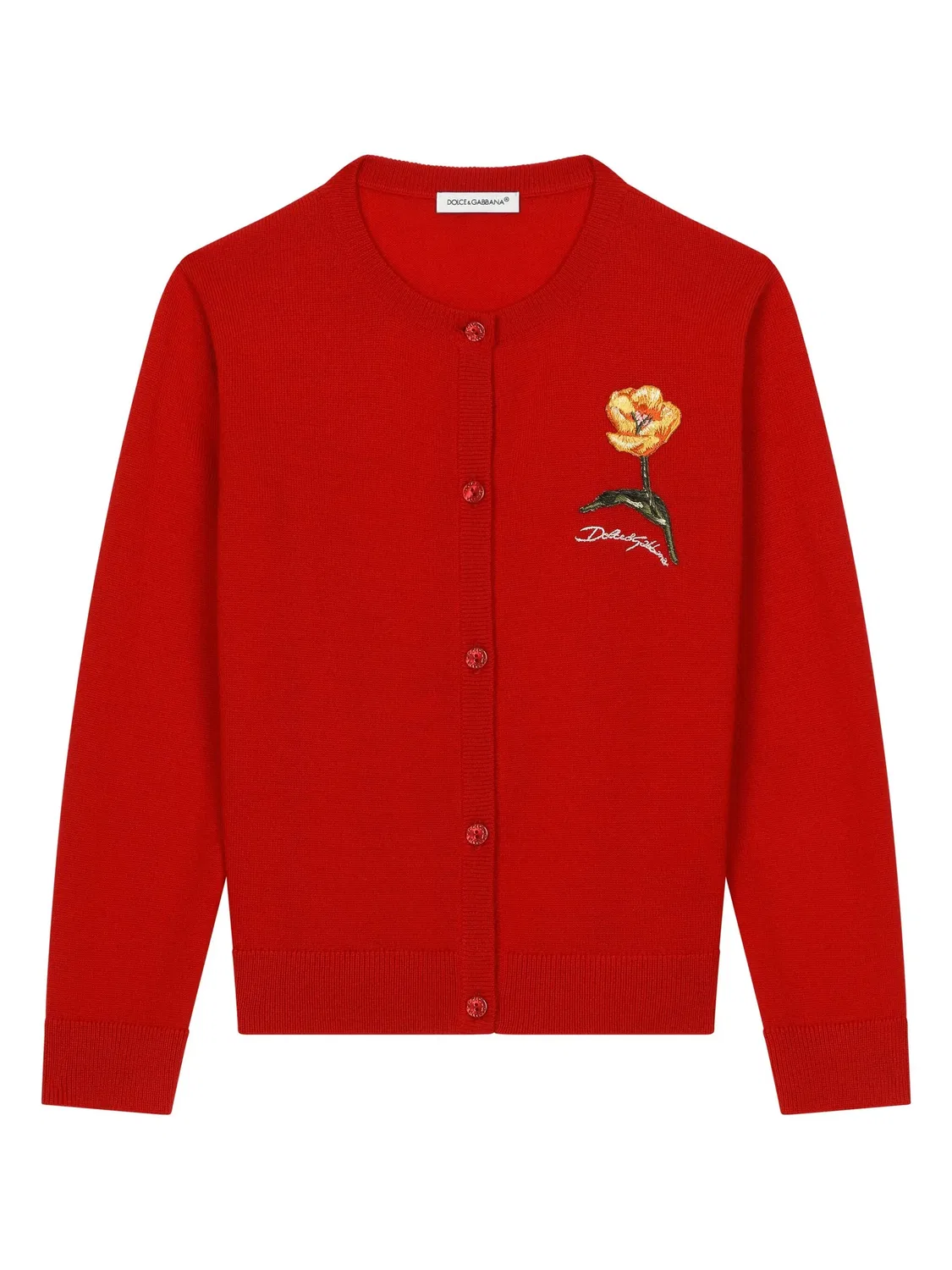 Кардиган с логотипом из вязаной шерсти Dolce & Gabbana, красный
