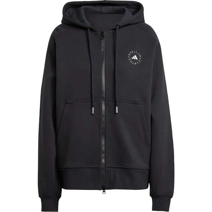 Женский худи oversize с капюшоном и молнией adidas by Stella McCartney Full-Zip Hoodie adidas, Черно-белый — фото 3