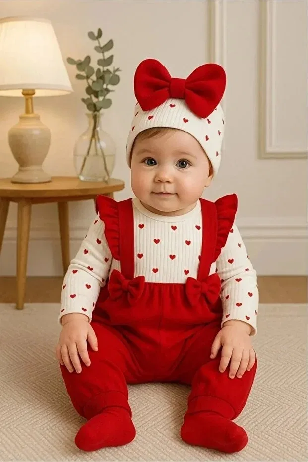 Детский комбинезон для девочек хлопковый Enia Baby, Red