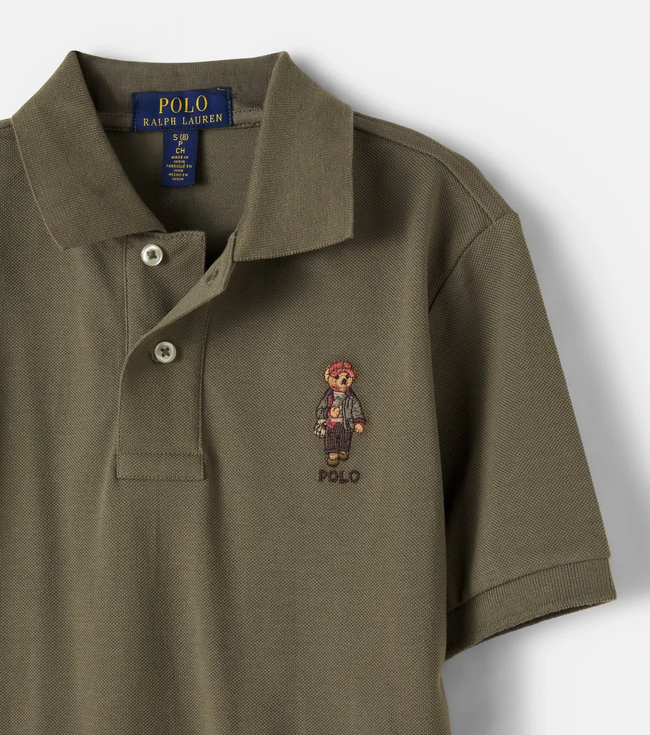 Поло с воротником поло из хлопкового пике Polo Ralph Lauren Kids, зеленый — фото 4