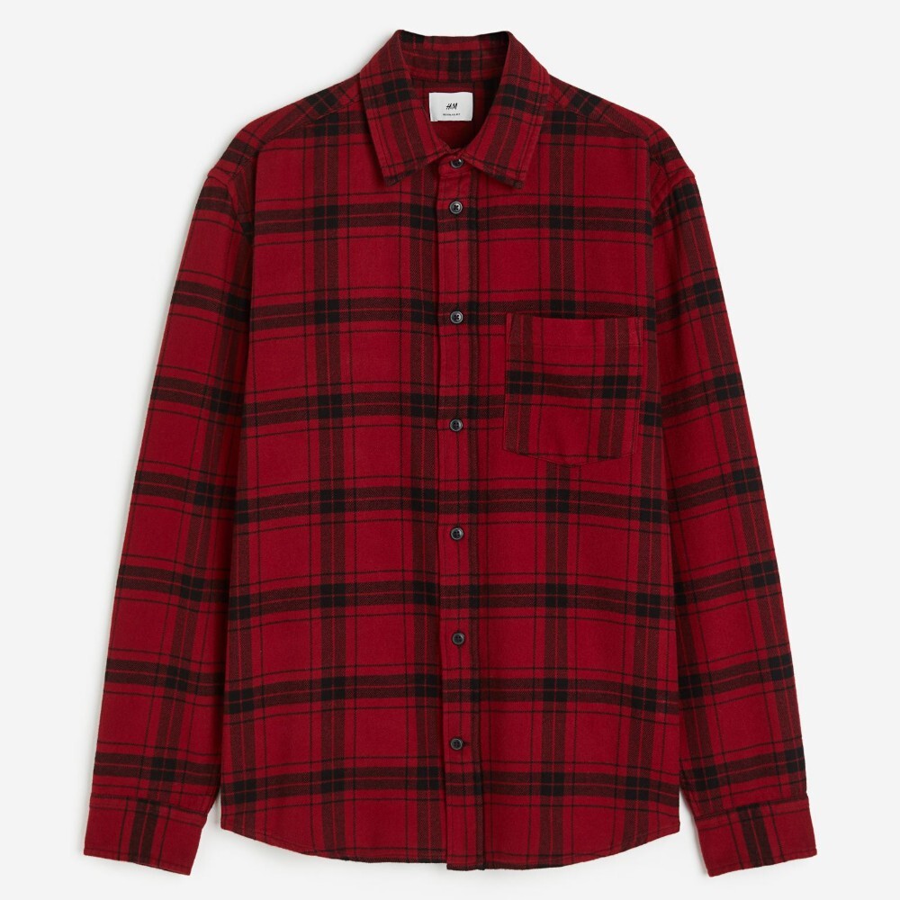 

Рубашка H&M Regular Fit Flannel, красный/черный
