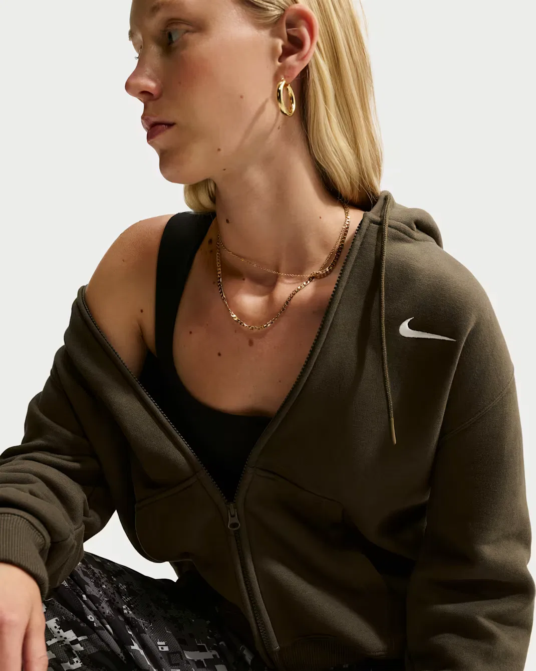 Женская толстовка на молнии Nike Studio Fleece Medium Weight, Dark Hazel/Sail