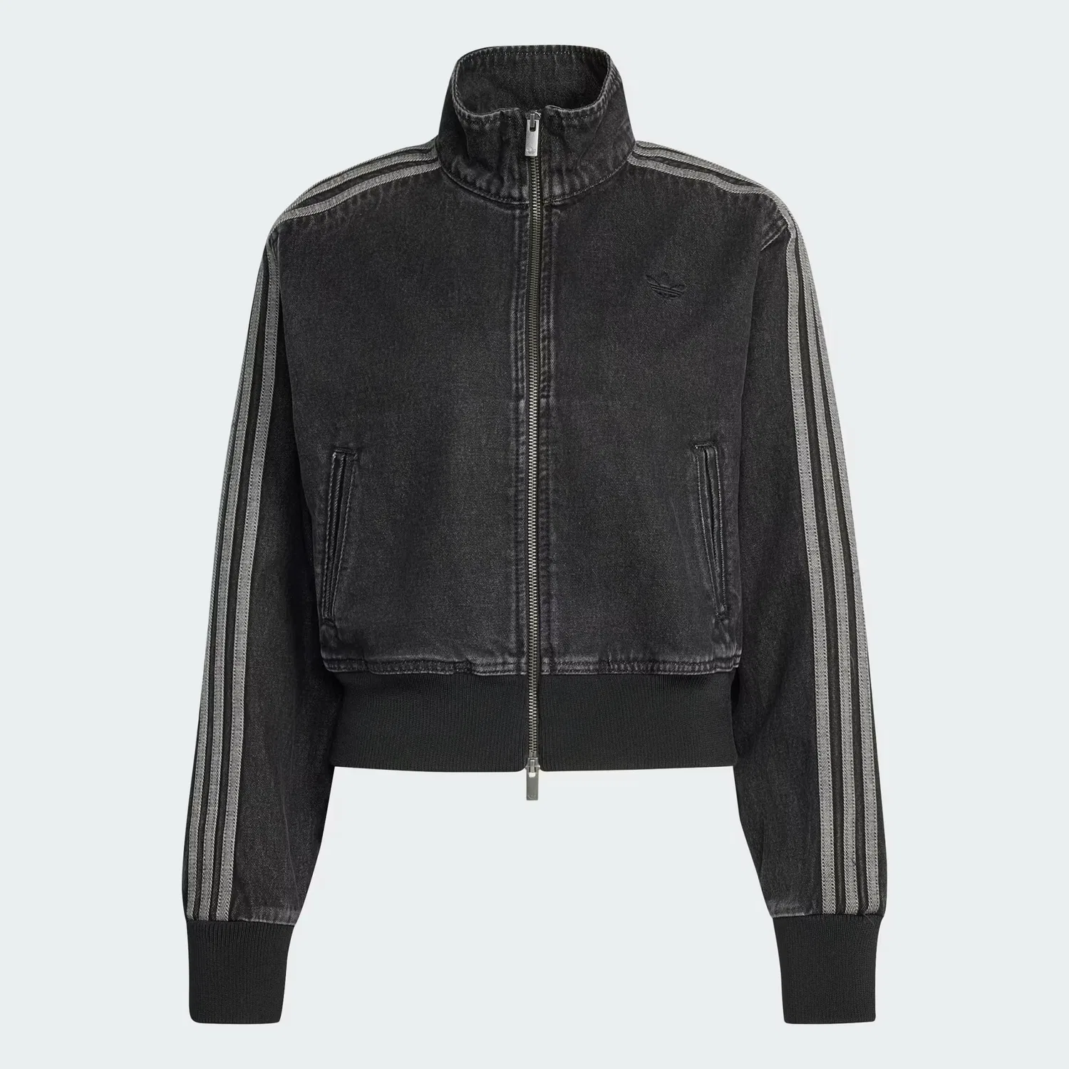Женская джинсовая куртка с высоким воротом Firebird Denim Tracktop Adidas Originals, черный деним — фото 4