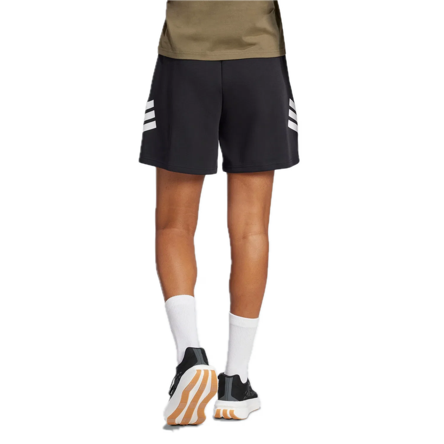 Женские свободные шорты с тремя полосками Adidas, черный — фото 3