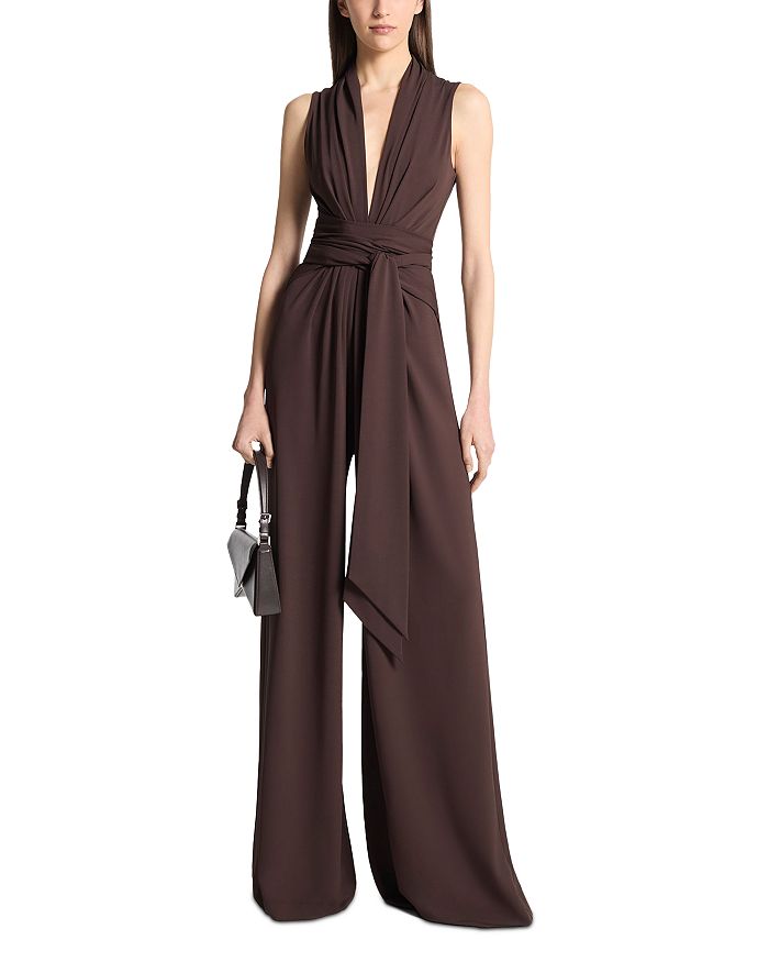 

Коби Халперин Комбинезон с поясом и широкими брючинами Palazzo Michael Kors Collection, коричневый