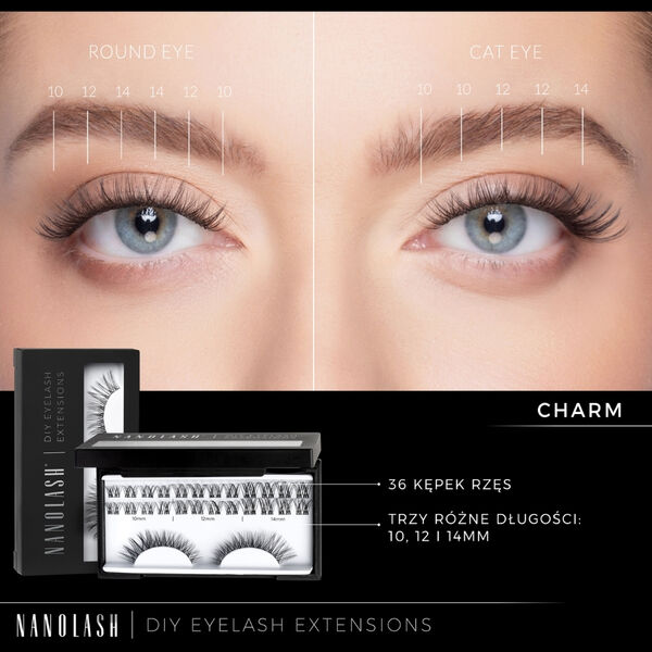 Накладные ресницы Charm в пучках, 36 шт./1 упаковка. Nanolash Diy eyelash extensions — фото 4