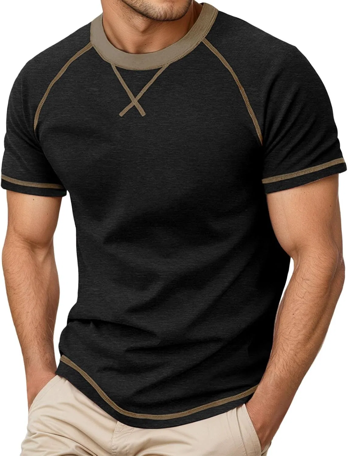 Мужская футболка с круглым вырезом Regular Fit, Black