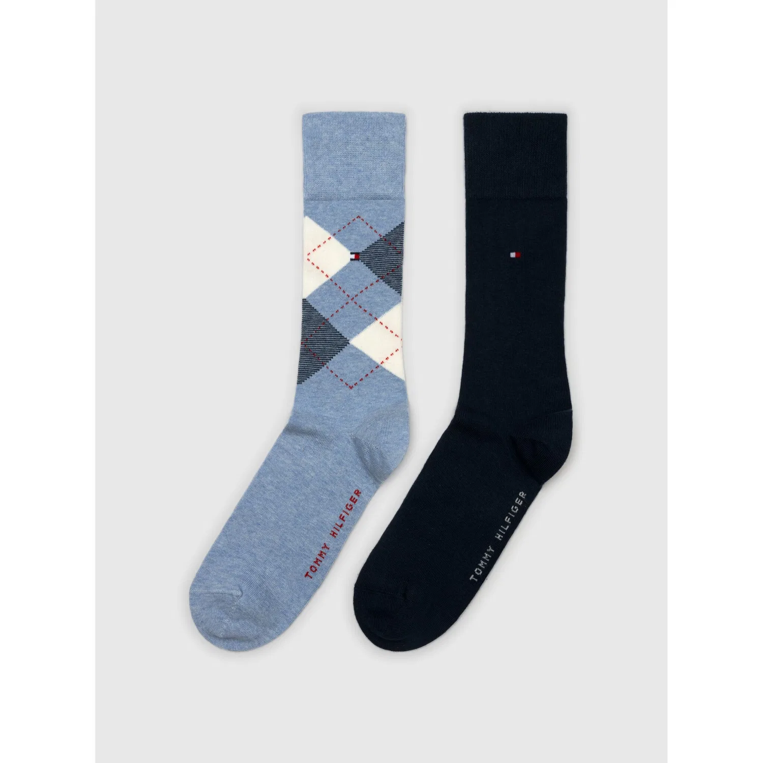 Мужские носки с классическим узором Argyle Tommy Hilfiger, Light Blue Melange — фото 3