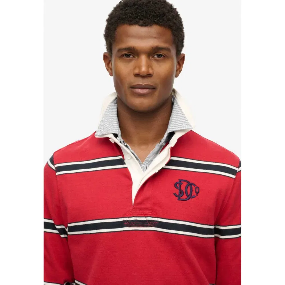 Мужская футболка с длинным рукавом с принтом Vintage Athletic Stripe Rugby Superdry, Red — фото 4