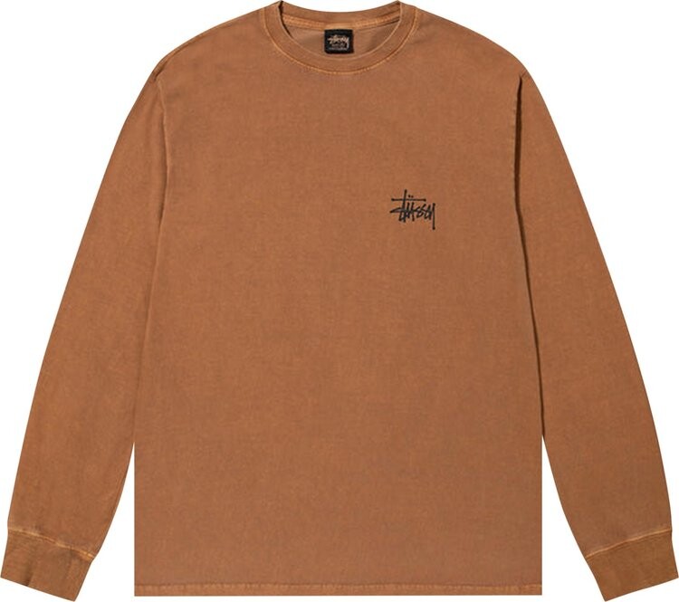 

Лонгслив Stussy Basic Pigment Dyed Long-Sleeve Tee 'Almond', коричневый