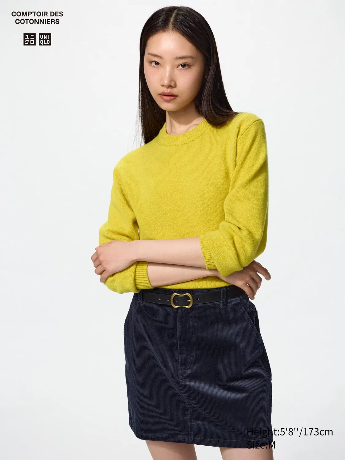 Мини-юбка Uniqlo, вельветовая, темно-синий