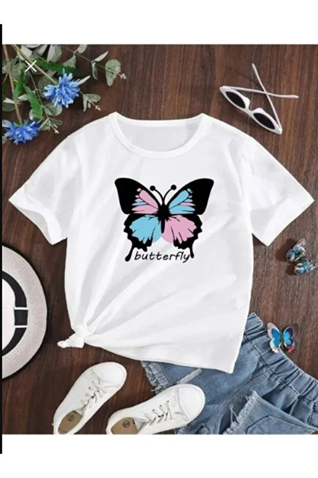 Детская футболка для мальчиков с принтом Pelna, Colorful Butterfly
