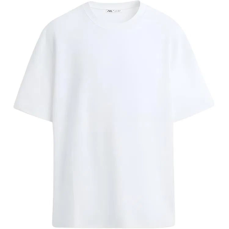 Мужская футболка с круглым вырезом прямого кроя White ZARA, White