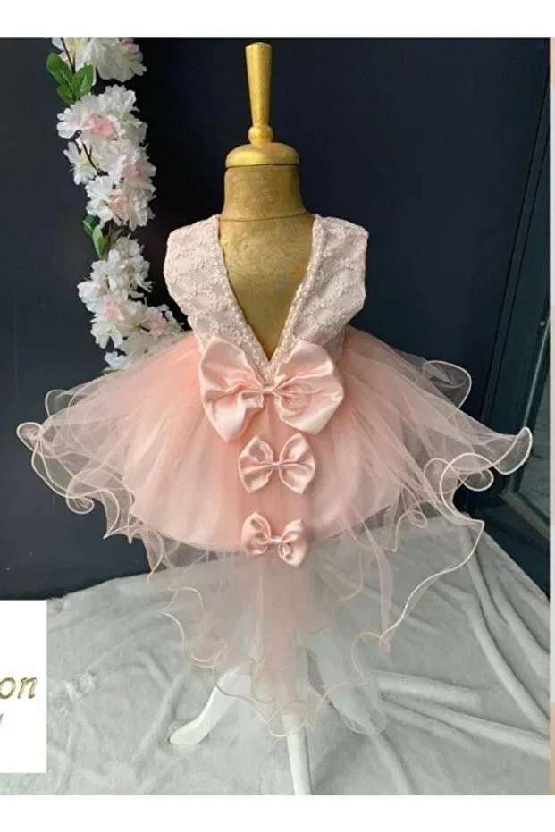 Детский комплект для девочек без рукавов 4-piece Mevlüt Dress Cherub Baby, Salmon — фото 4